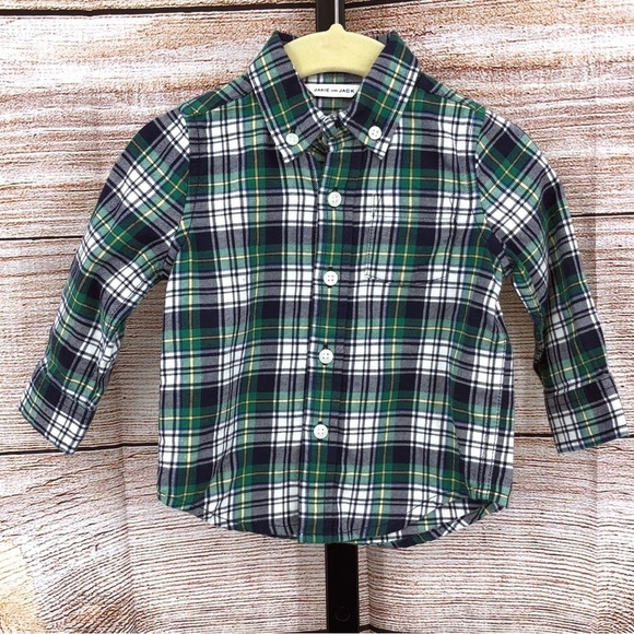 Janie and Jack Other - Janie and Jack Green and Blue Plaid Long Sleeve Button Down Shirt Size 6-12 M